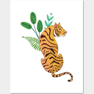 Tiger Stripes and leaves Posters and Art